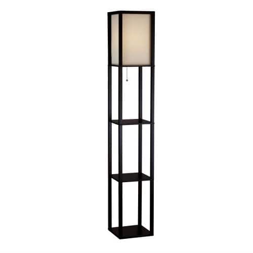 Hivvago - 63-inch Modern Floor Lamp with Silk Shade - Black