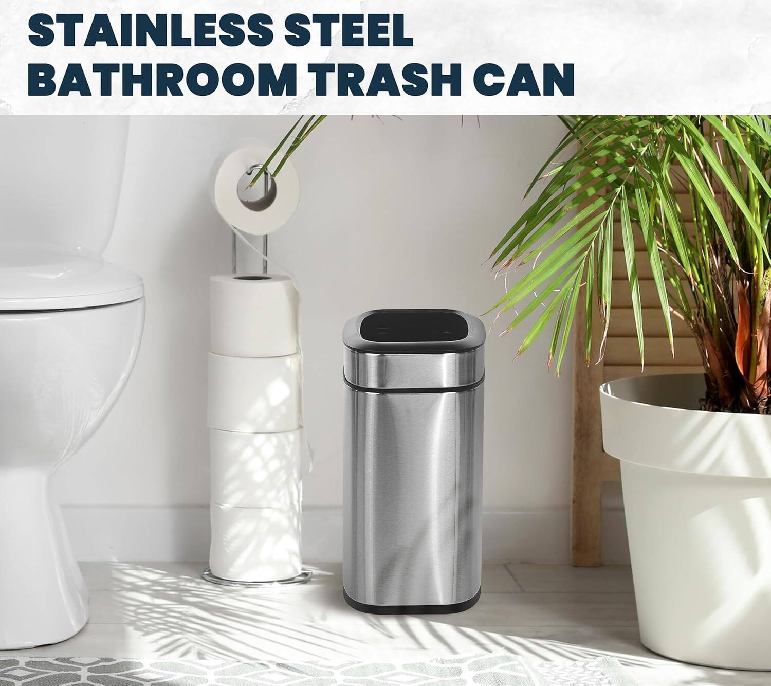 STAINLESS STEEL BATHROOM TRASH CAN