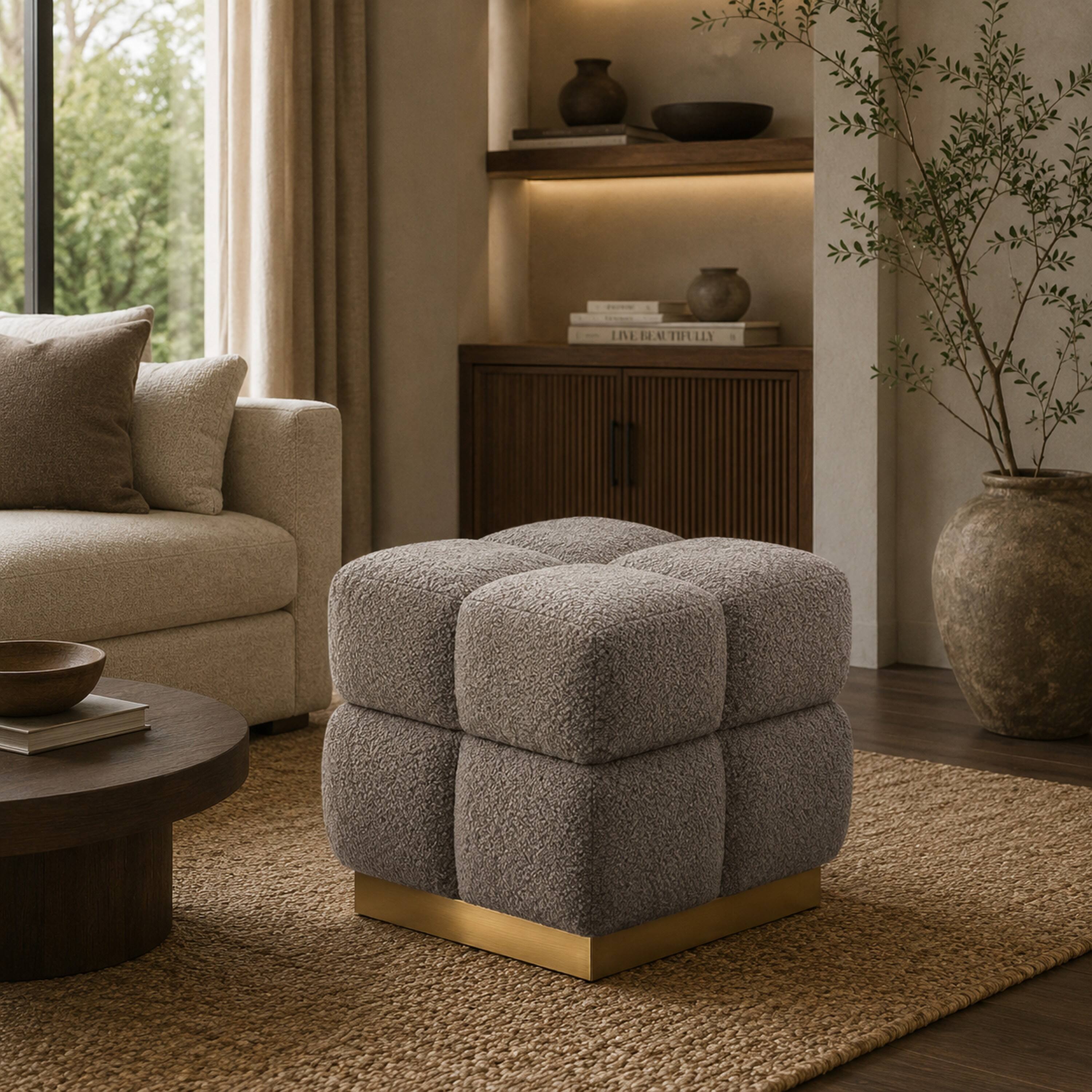 Manhattan Lane Anne Ottoman Stool with Storage, Base, Biscuit Tufted ...