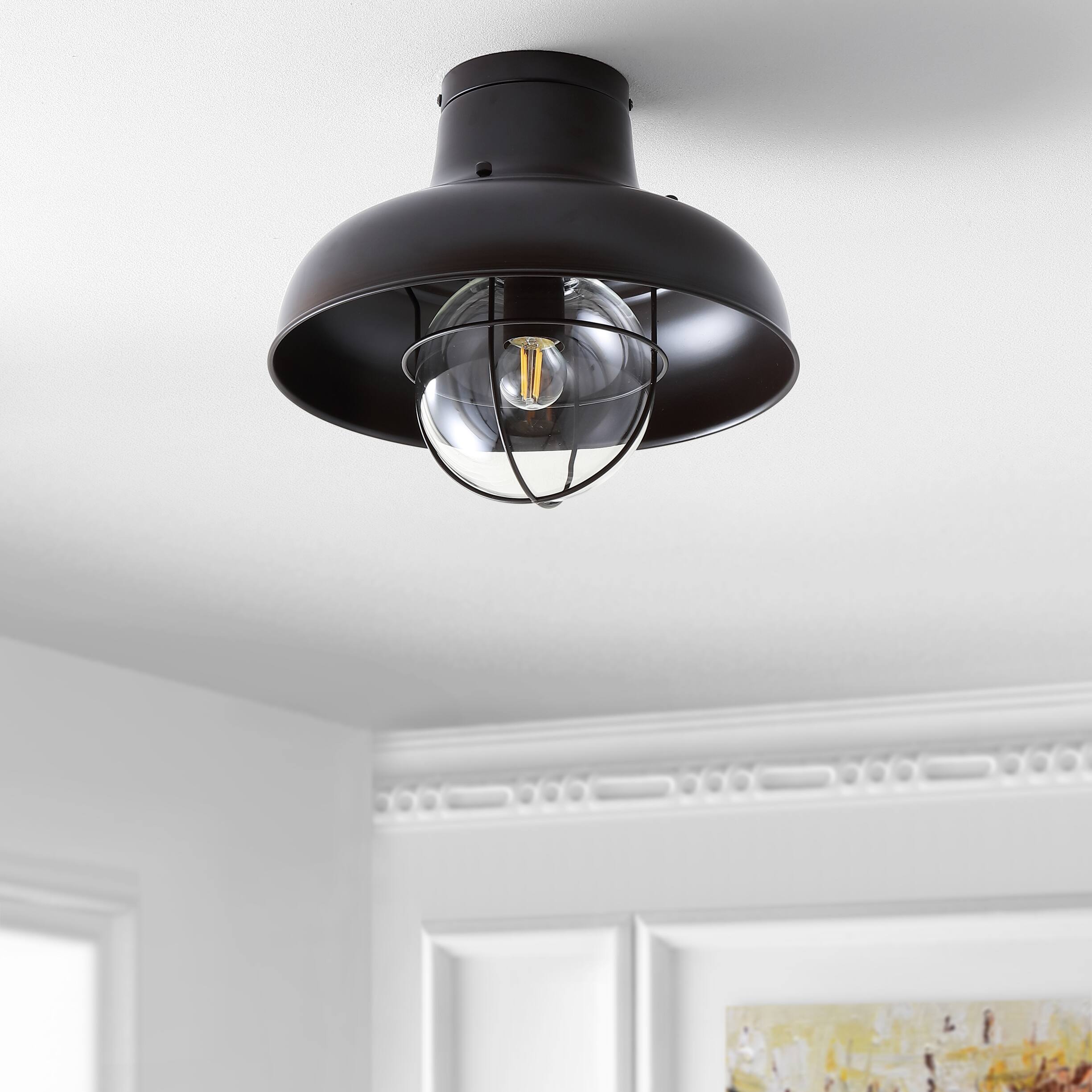 Alt View 5. Jonathan Y - Cameron 13" Metal LED Semi-Flush Mount, Oil Rubbed Bronze - Oil Rubbed Bronze.