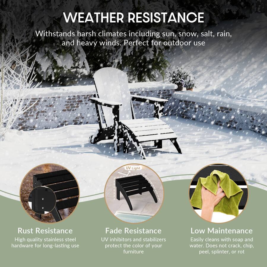 Salt Splinters WestinTrends Malibu Outdoor folding ottoman for Adirondack chair Black ...