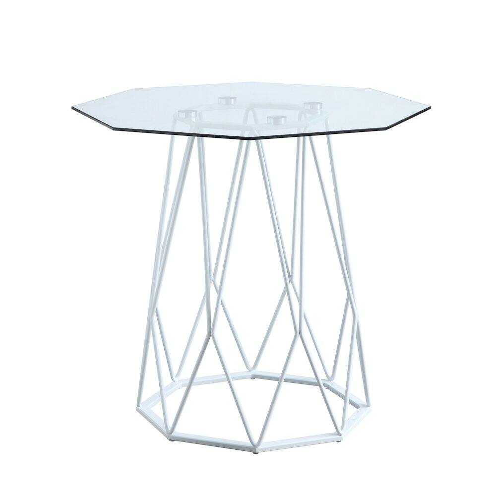 Furniture of America - Growder Contemporary Glass Top End Table - White