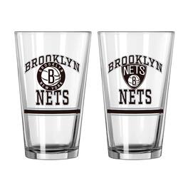 Logo Brands - Brooklyn Nets 16oz. Pint Glass Two Pack - Multicolor