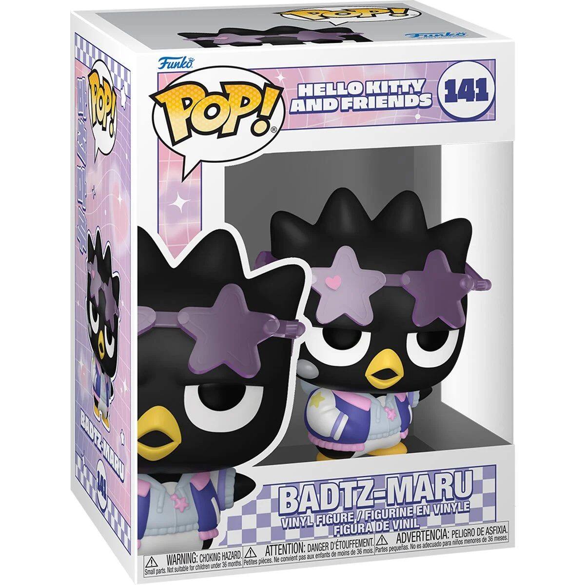 FA Funko HELLO KITTY 141 B POP! AND FRIENDS LIT FE EIUTZNRO BADTZ-MARU /FIGURINE / EN VINYLE FE VINYL FIGURE DE VINIL FIGURA ADVERTENCIA: PELIGRO DE ASFIXIA A menores de 30 meses D'TOUFFEMENT. adequado para nitos ATTENTION: DANGER D Partes pequeñas NO a A de noins de 36 nois, WARNING: CHOKING HAZARD. convient pes ax entants Pettes pieces. Ne chicren under 36 morths. Not sutable br Smal parts