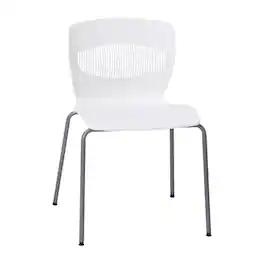 Emma + Oliver - Arcana Series Heavy Duty 770 lb. Capacity Ergonomic Polypropylene Stack Chair with Lumbar Support and Steel Frame - White