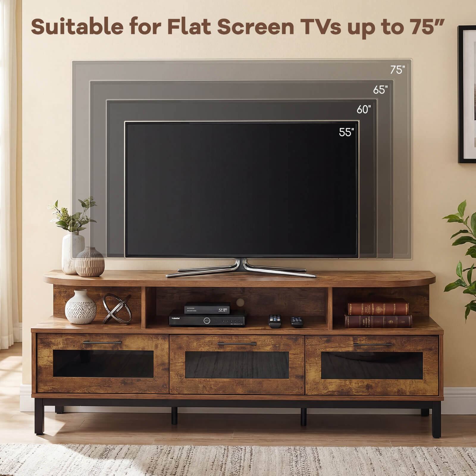 Suitable for Flat Screen TVs up to 75"  
75"  
65"  
60"  
55"