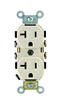 Leviton - R56-CBR20-00T 20 Amp Commercial Duplex Outlet 125V NEMA 5-20R - Light Almond