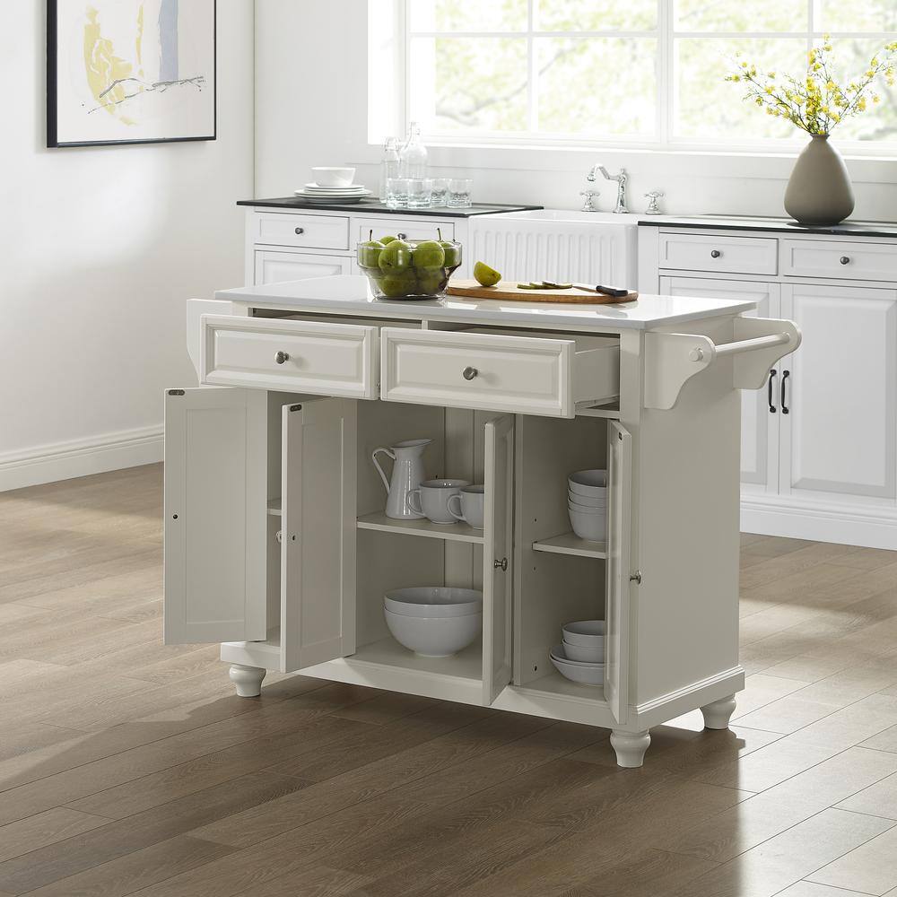 Alt View 8. Crosley Furniture - Cambridge Stone Top Full Size Kitchen Island/Cart - White.
