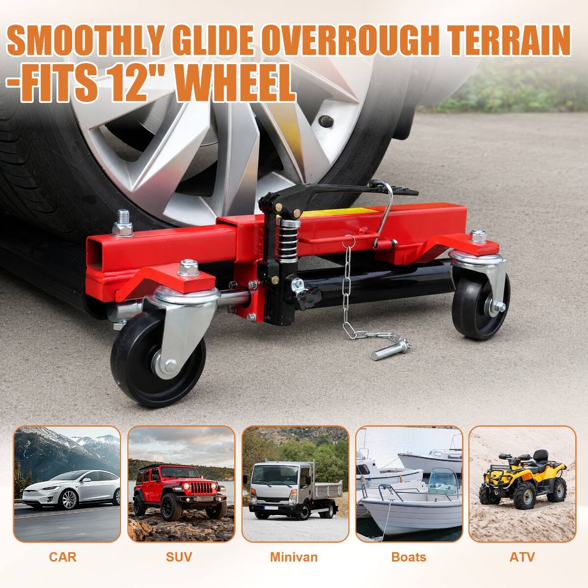 Ropilly Car Wheel Dolly with Ratcheting Foot Pedal, 1500 lb Vehicle ...