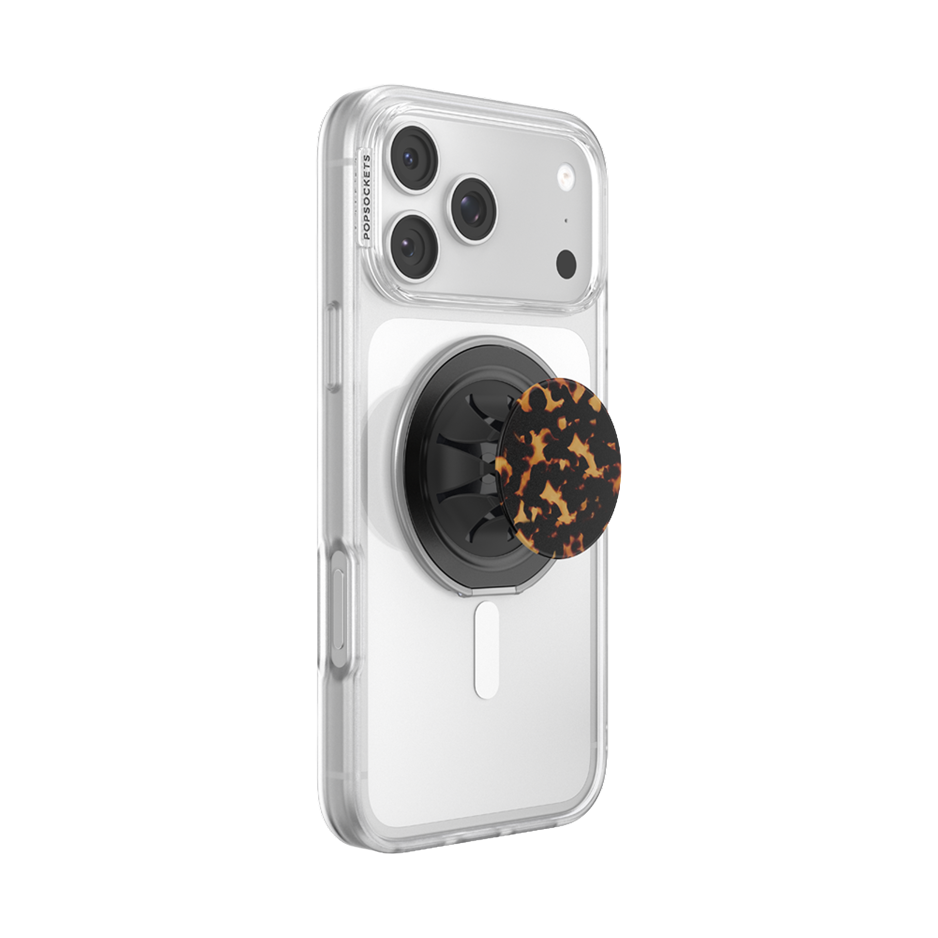 Alt View 9. PopSockets - PopSockets Low-Pro Grip for MagSafe, Ultra-Thin Magnetic Phone Grip with Kick-Out Stand - Tortoise.