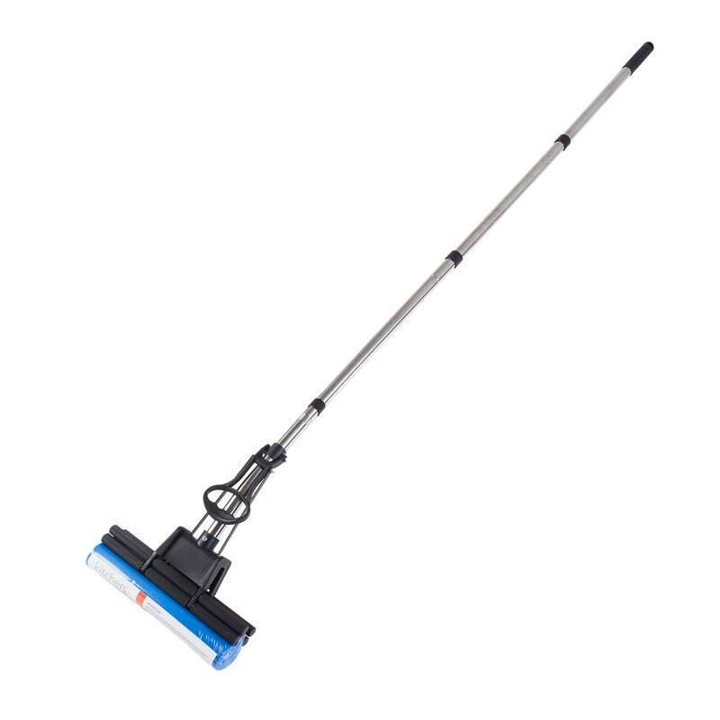 Angle. Kitchen + Home - PVA Sponge Mop - Super Absorbent 11" Foam Roller Mop Floor Cleaner - blue.