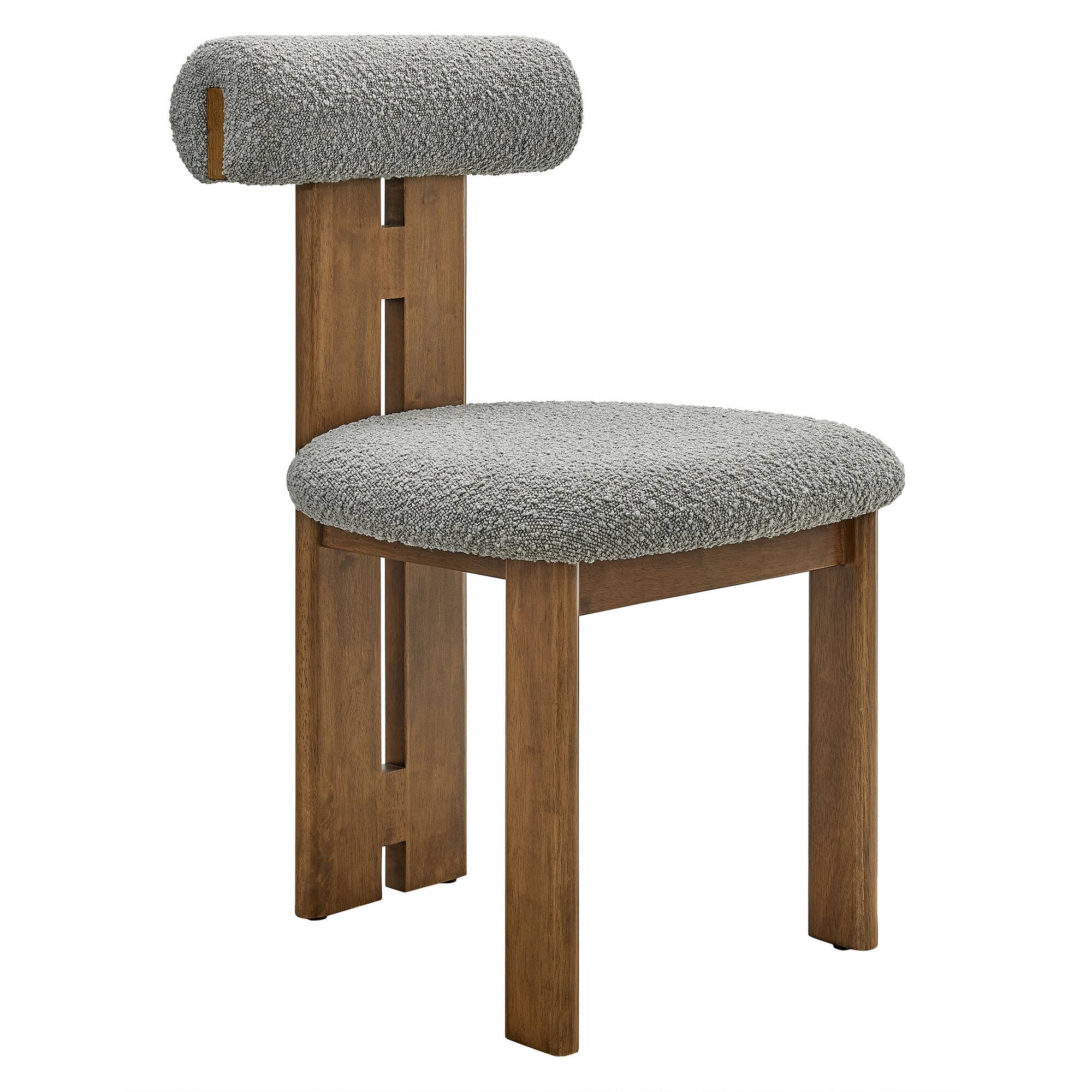 Back. Modway - Torian Boucle Fabric Dining Chair Set of 2 by Modway - Gray.