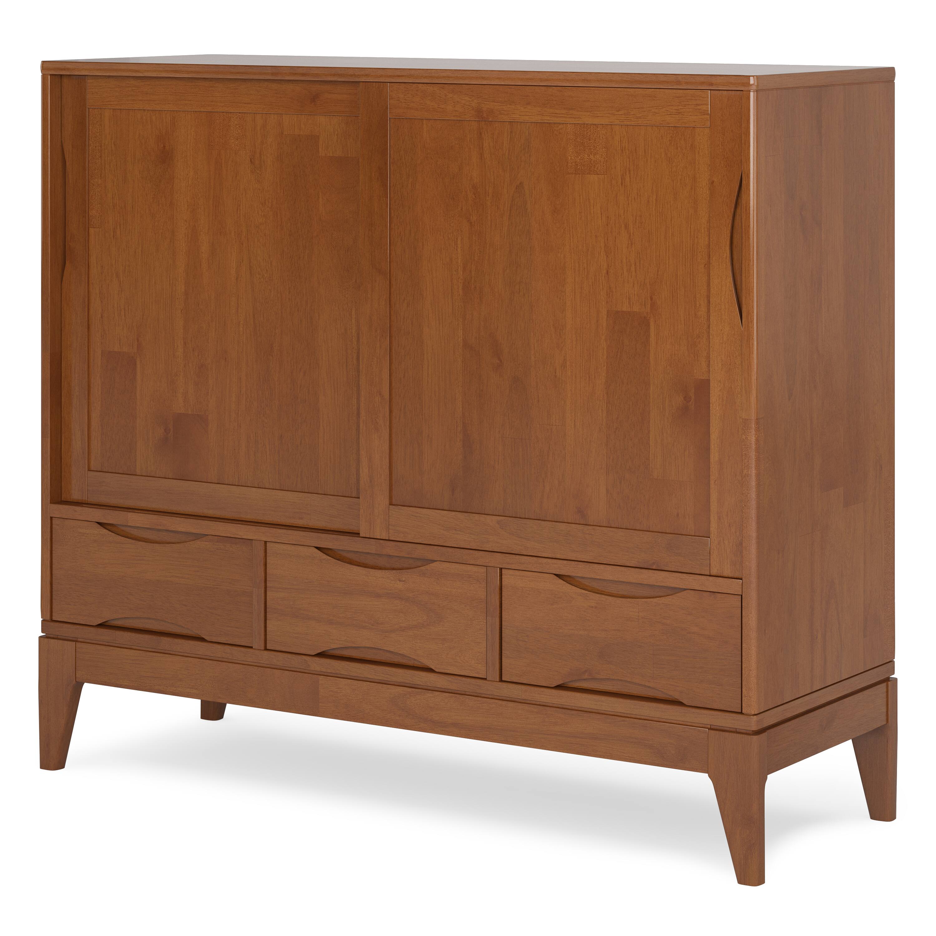 Angle. Simpli Home - Harper Medium Storage Cabinet - Teak Brown.