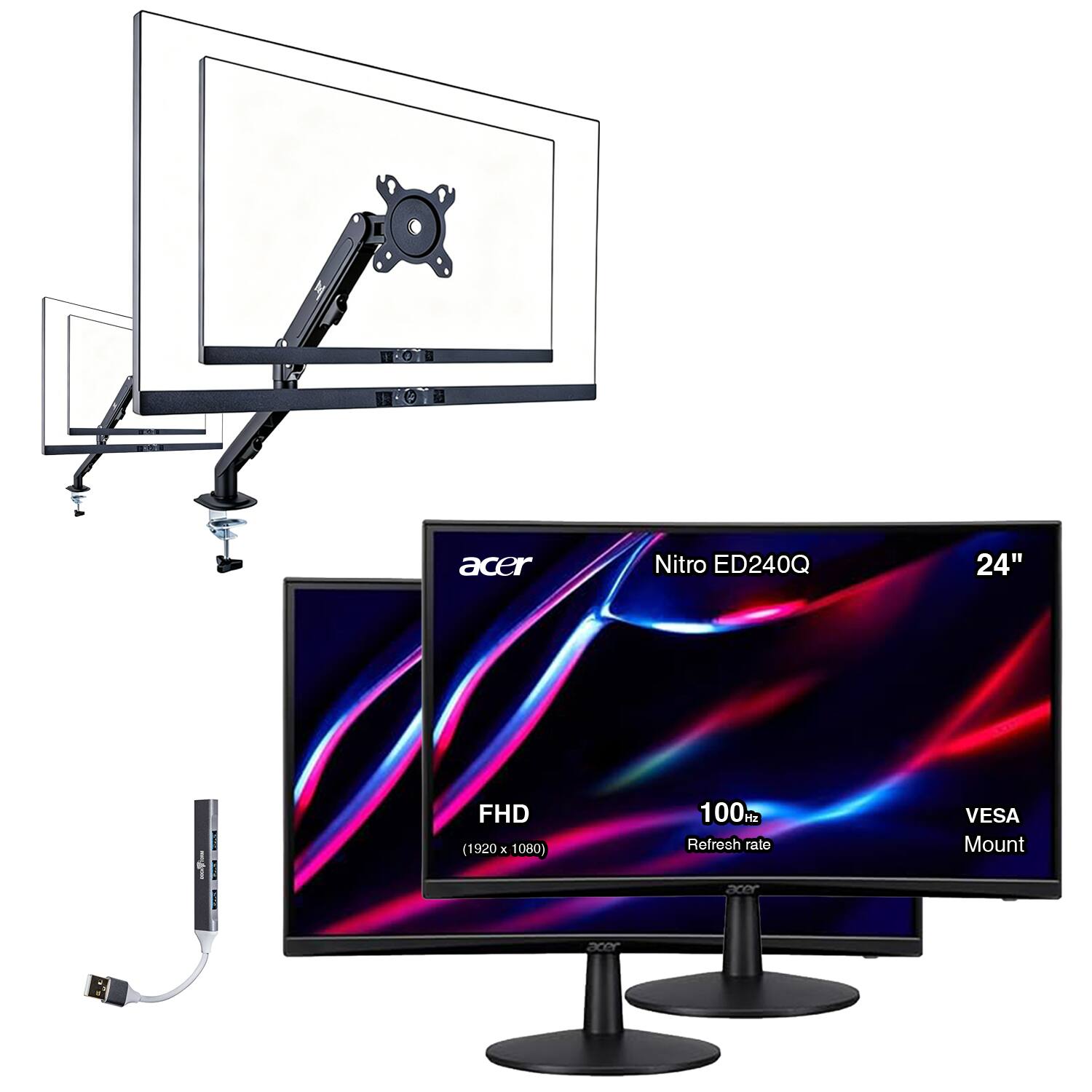 Acer Nitro ED240Q 24" FHD (1920 x 1080) 100Hz Refresh Rate VESA Mount