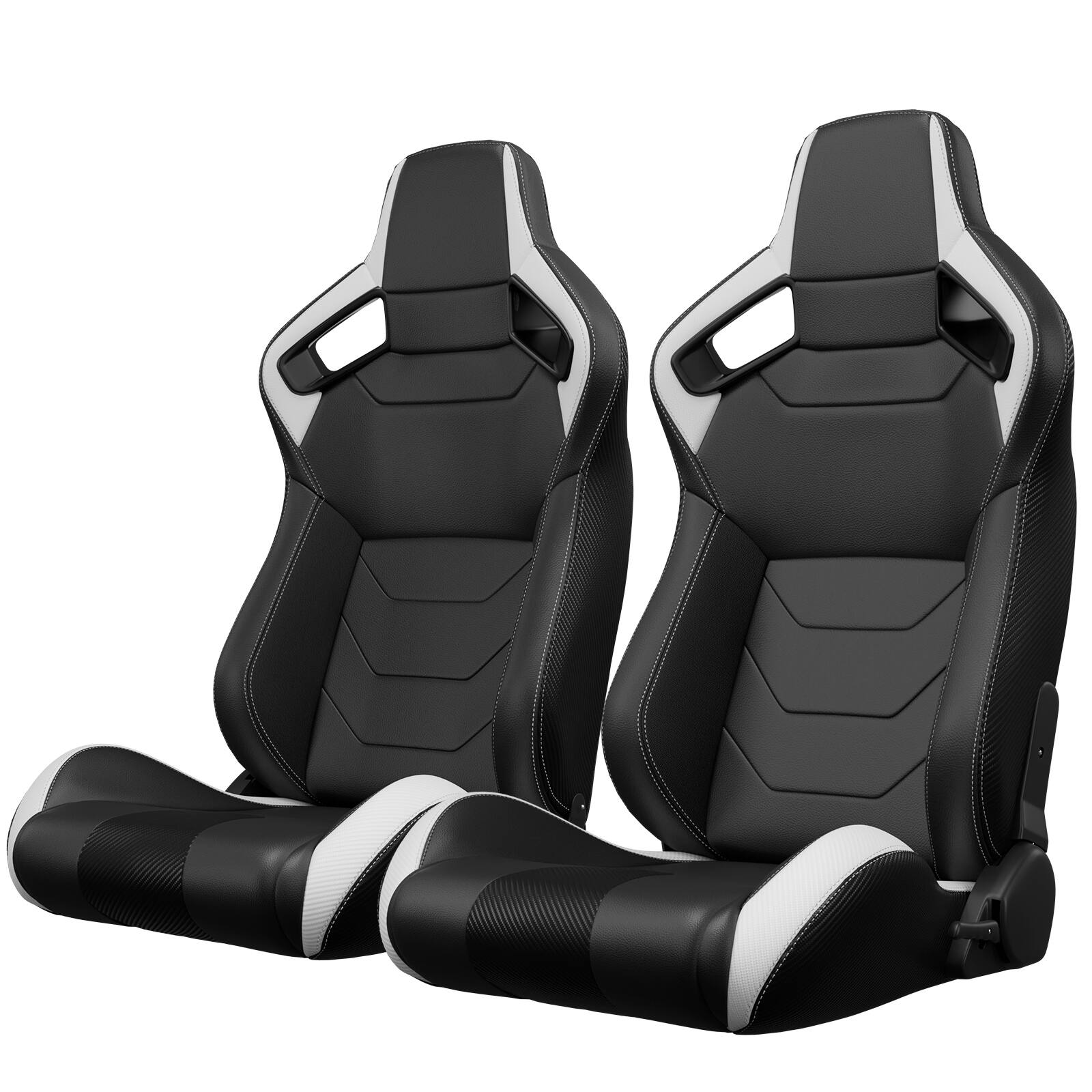 Alt View 4. LOVMOR - 2-Piece Universal Bucket Racing Seat Set with Dual Lock Sliders, 90 to 180 Recline, Brackets Not Included - White.