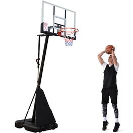 Sugift - Portable Basketball Hoop System with 54 Inch Shatter-Proof Backboard and Adjustable 7.5 to 10 ft Height - Black