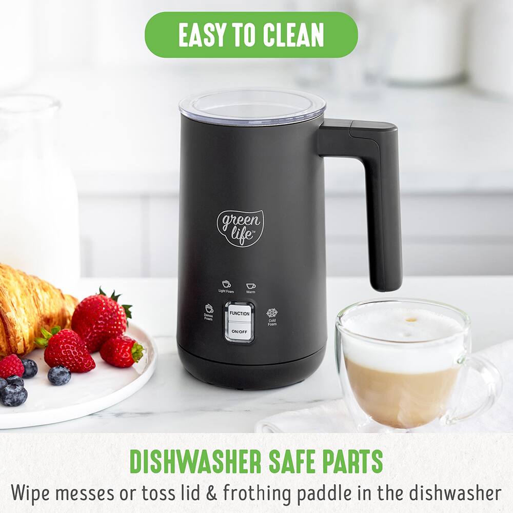 EASY TO CLEAN

green life

FUNCTION ON/OFF

DISHWASHER SAFE PARTS

Wipe messes or toss lid & frothing paddle in the dishwasher