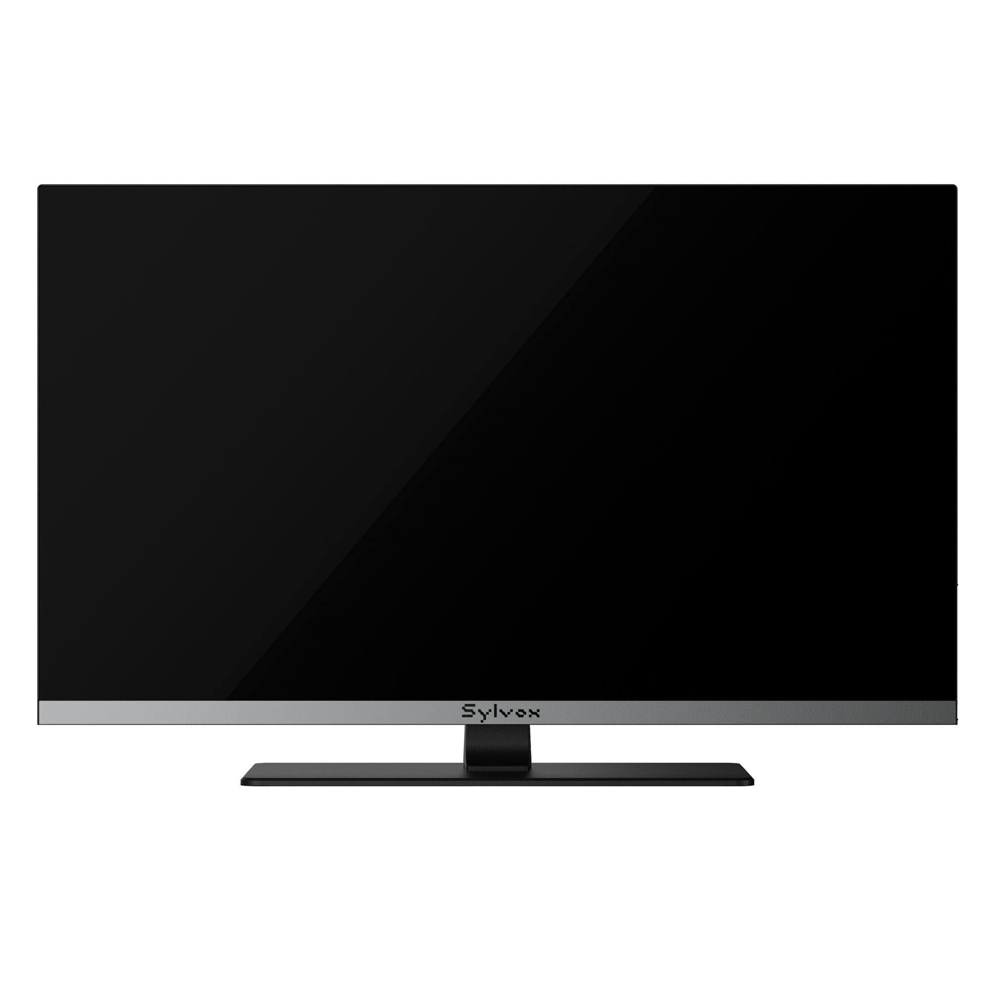 Angle. Sylvox - Limo 27" QLED Google TV Smart RV TV with Built-in DVD Player, 12V/24V 1080P Full HD for Camper - Black.