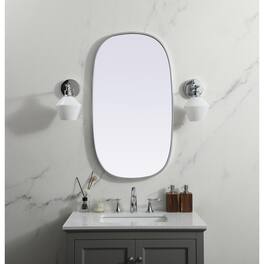 Elegant Decor - Metal Frame Oval Mirror 20x36 Inch - Silver