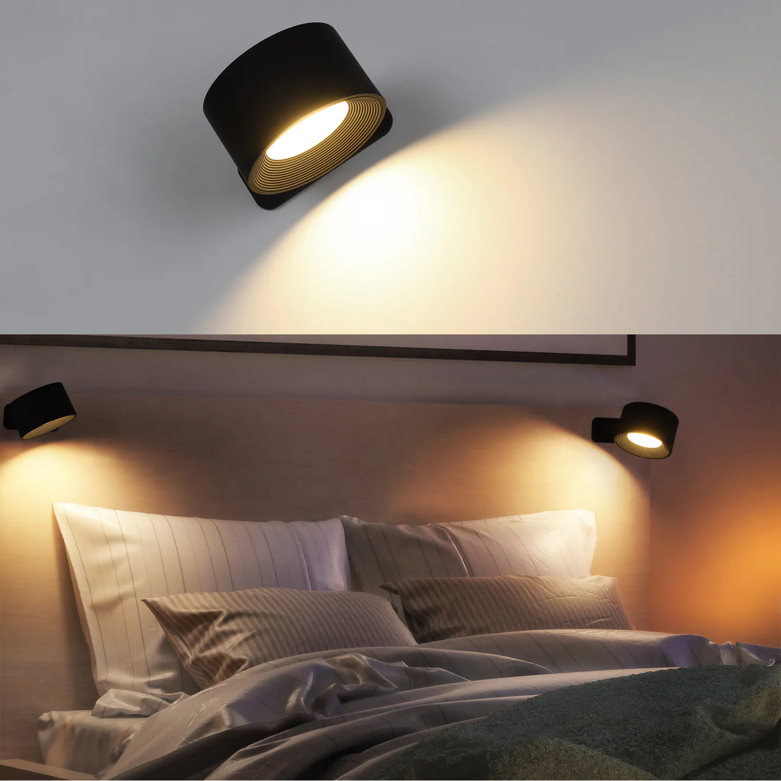 Oumilen 2 Pack Rechargeable Magnetic LED Wall Sconce – Black Remote ...