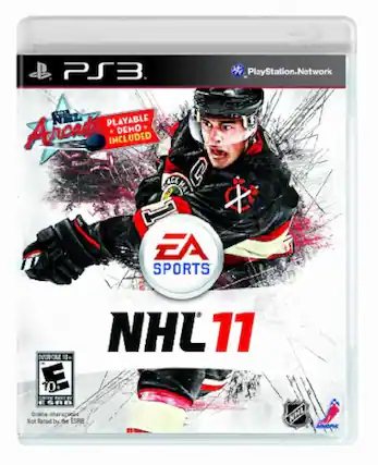 PS3
PlayStation Network
NHL Arcade
PLAYABLE DEMO INCLUDED
EA SPORTS
NHL 11
EVERYONE 10+
E
Online Interactions Not Rated by the ESRB - RP (Rating Pending)