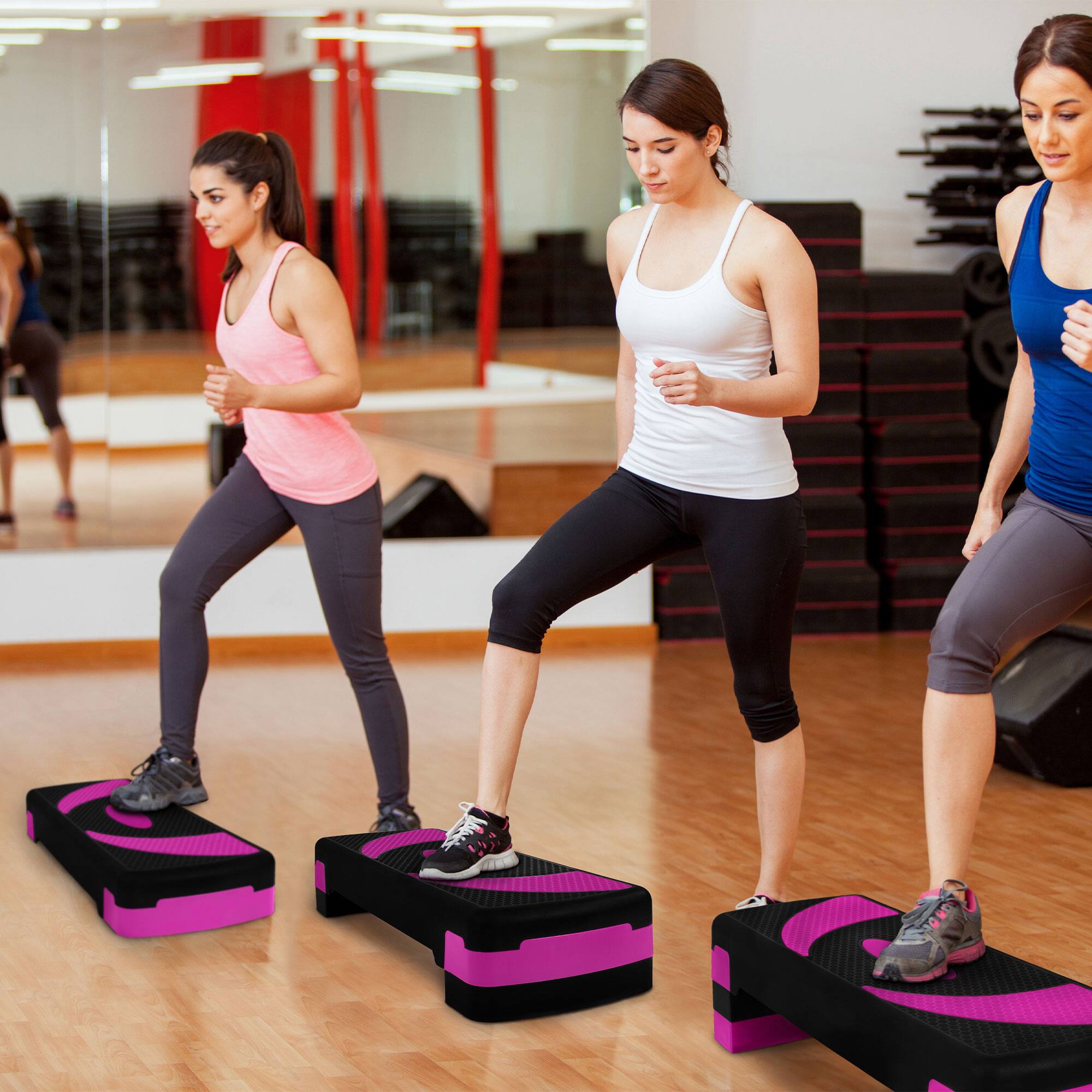 Alt View 4. BalanceFrom Fitness - BalanceFrom Fitness Adjustable Workout Aerobic Step Platform Trainer w/ Raisers - Pink.