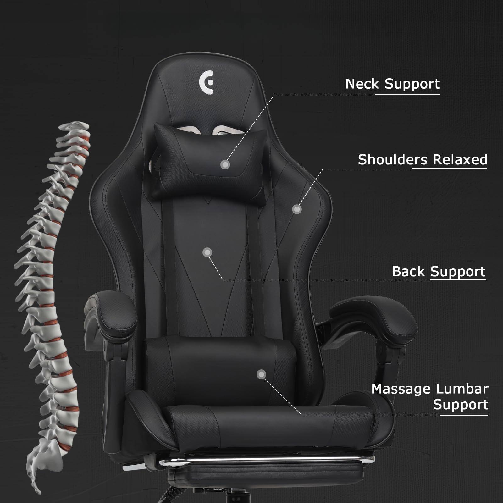 C Neck Support  
Shoulders Relaxed  
Back Support  
Massage Lumbar Support