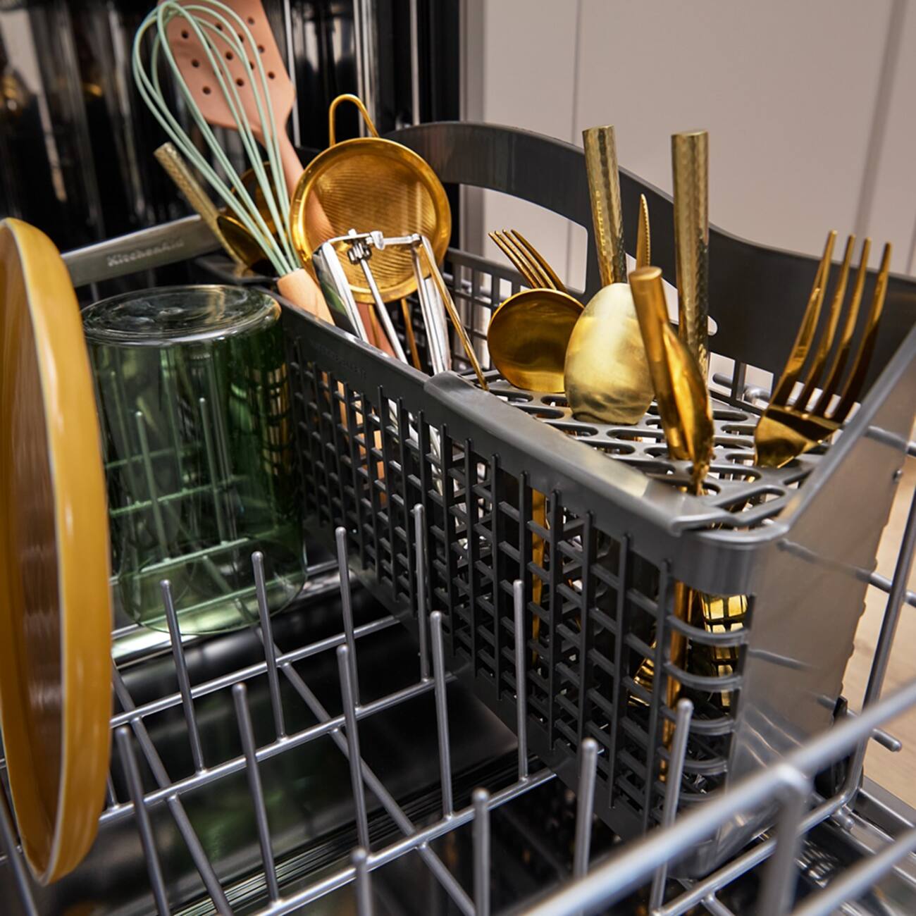Alt View 10. KitchenAid - 24 inch Front Control Built-In Tub Dishwasher with Third Level Jet Rack and 41 dBA - Stainless Steel - PrintShield Stainless.