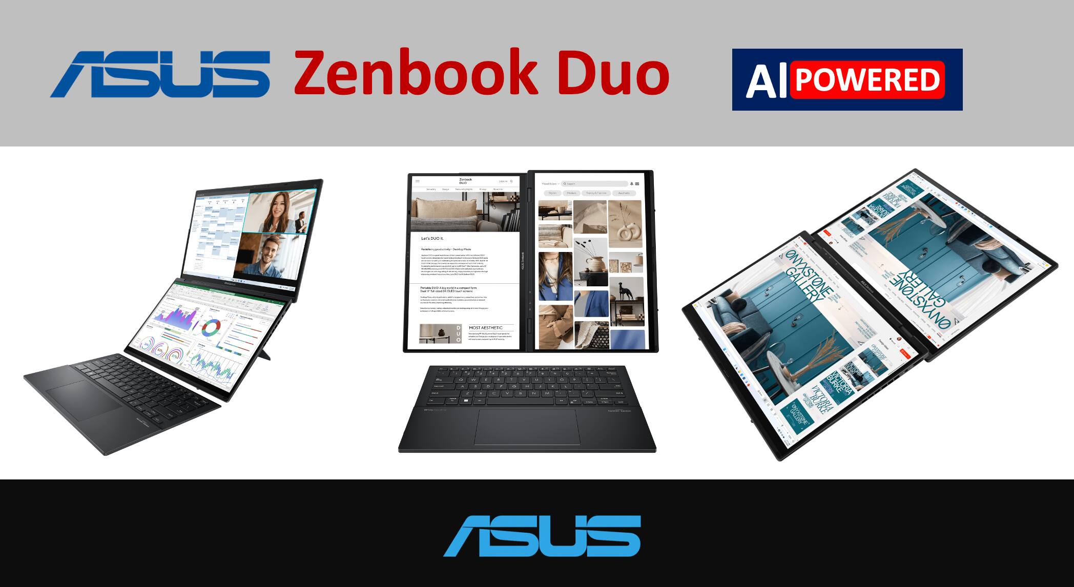 ASUS Zenbook Duo  
AI POWERED  

GALLERY  
ERY SLANE HITORIA  

ASUS