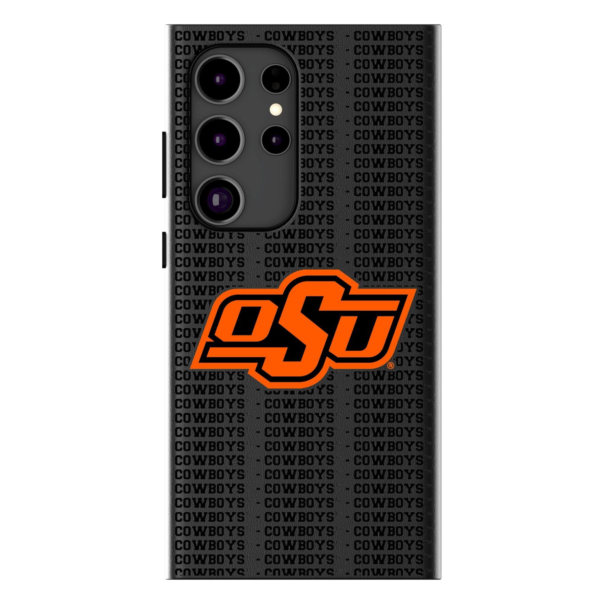 Keyscaper - NCAA - Oklahoma State Cowboys Text Backdrop Galaxy Magnetic Bump Case - S24 - Black