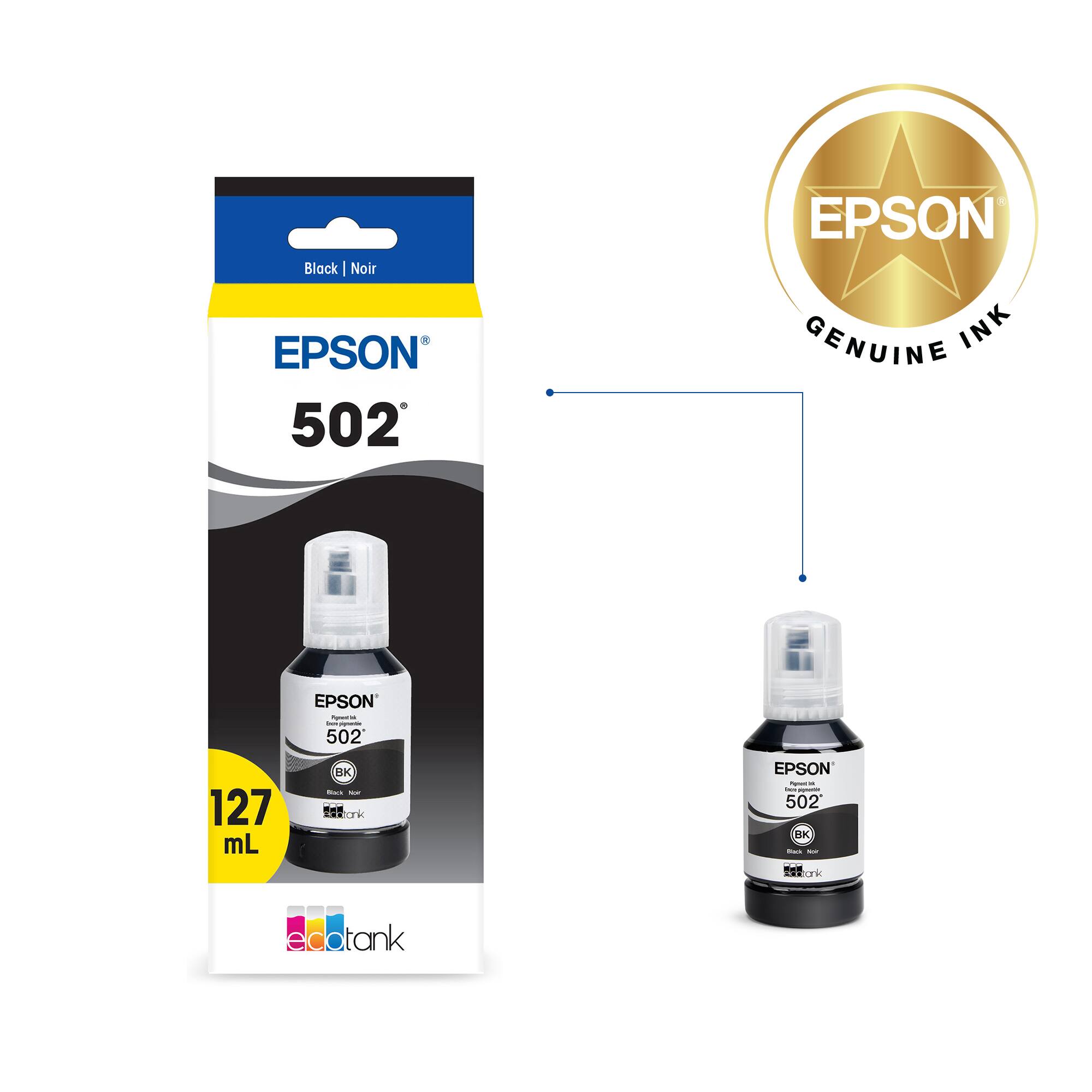 Black | Noir EPSON 502 EPSON GENUINE INK EPSON 502 127 mL BK ink EPSON 502 BK edcotank