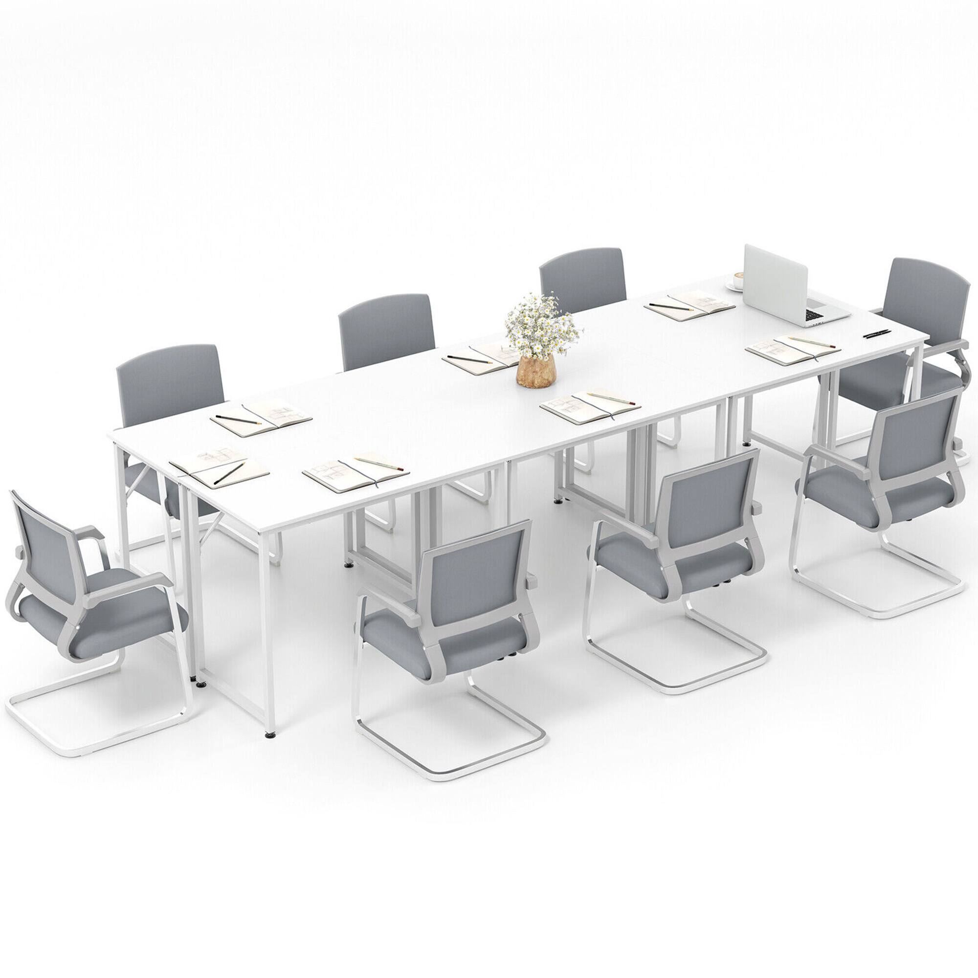 Alt View 3. Gymax - Gymax 6PCS Home Office PC Table Rectangular Meeting Room Table 40''x19.5'' w/ Metal Frame - White.