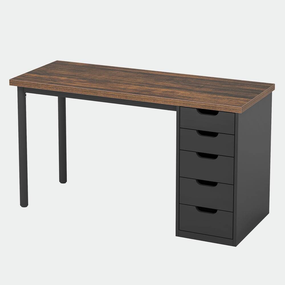 Angle. Kadyn - Kadyn Study Writing Desk, Computer Desk,47" Computer Desk with 5 Drawers, Modern Study Table Writing Desk,Black - Black.