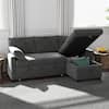 Front. Essen Blissed - 80'' L Shape Chenille Sleeper Sofa Couch,Pull Out Bed and Storage Chaise for Living Room,Apartment and Hotel,Dark Gray - Dark Gray.