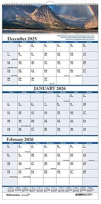 House of Doolittle - 2026 Earthscapes Scenic 12.25" x 26" Three-Month Wall Calendar - Multi