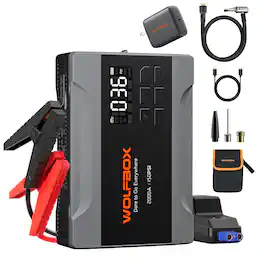 WOLFBOX - 2000A Jump Starter with Air Compressor (up to 5L Gas & 3L Diesel Engine), 12V Jump Box with 150PSI Tire Pump