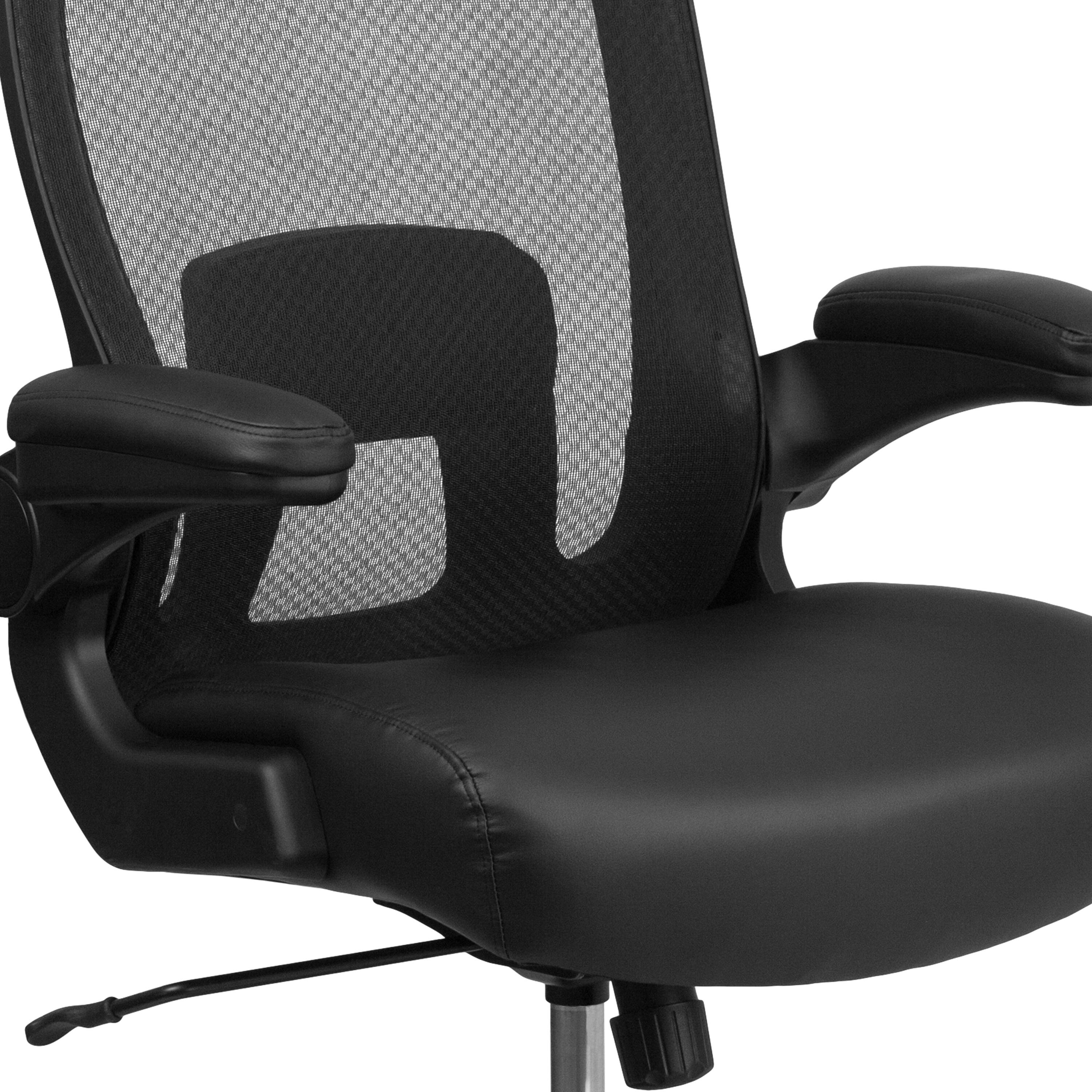 Alt View 8. Emma + Oliver - Big & Tall 500 lb. Rated Mesh Executive Ergonomic Office Chair with Lumbar - Black LeatherSoft.