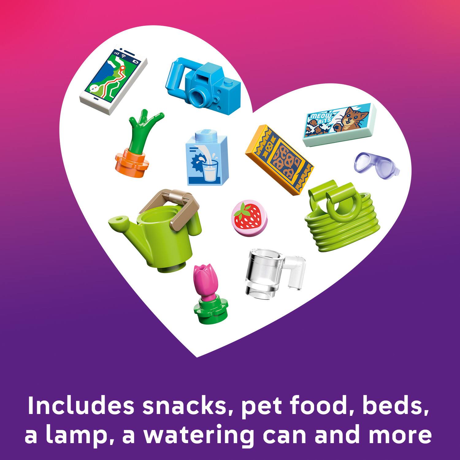 A D . MEOW AITS

Includes snacks, pet food, beds, a lamp, a watering can and more