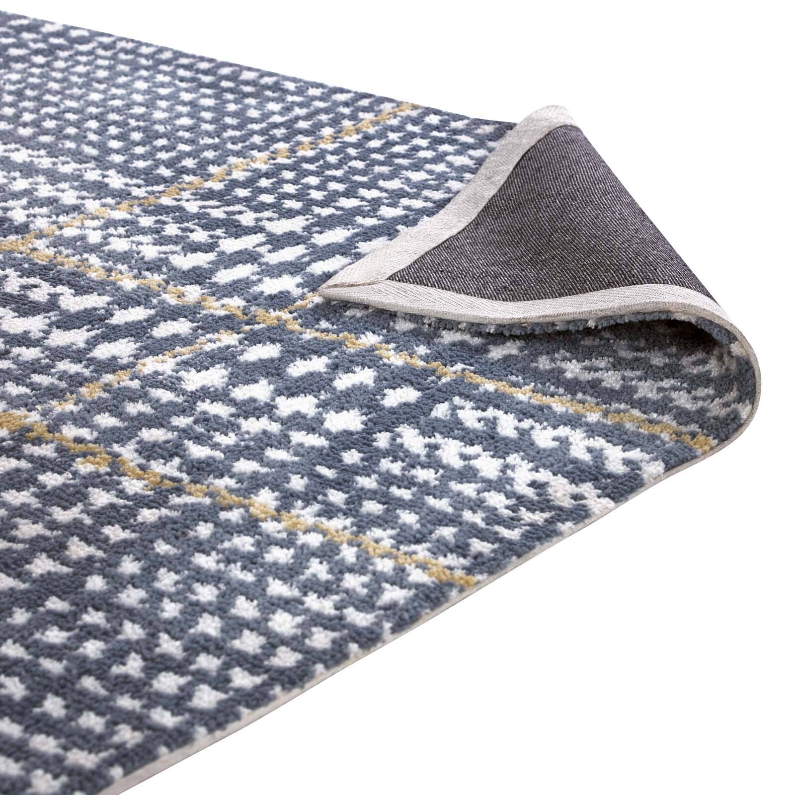 Alt View 2. Modway - Kaja Abstract Plaid Area Rug - Ivory Cadet Blue and Citron.