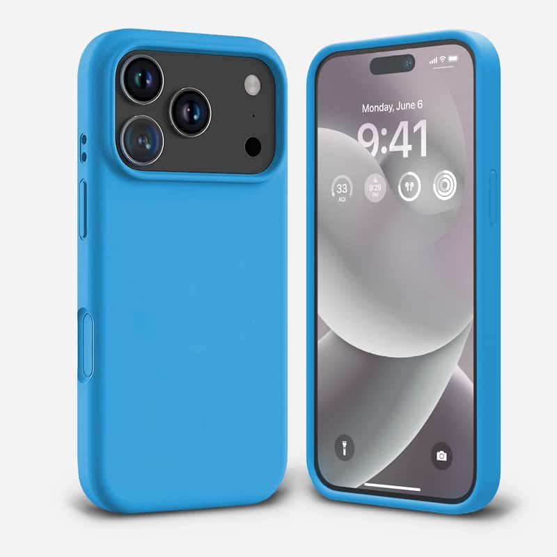Entronix - Liquid Silicone Case for iPhone 17 Pro - Aqua Blue