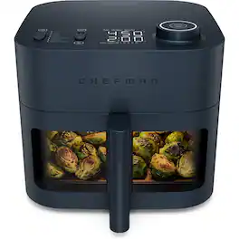 Chefman - Crispinator 8-Quart 7-in-1 Air Fryer with Powerful, Whisper-Quiet DC Motor & 450°F Max Temp - Midnight