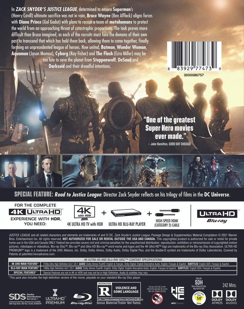 Back. Zack Snyder's Justice League (4K Ultra HD + Blu-ray) [UHD].