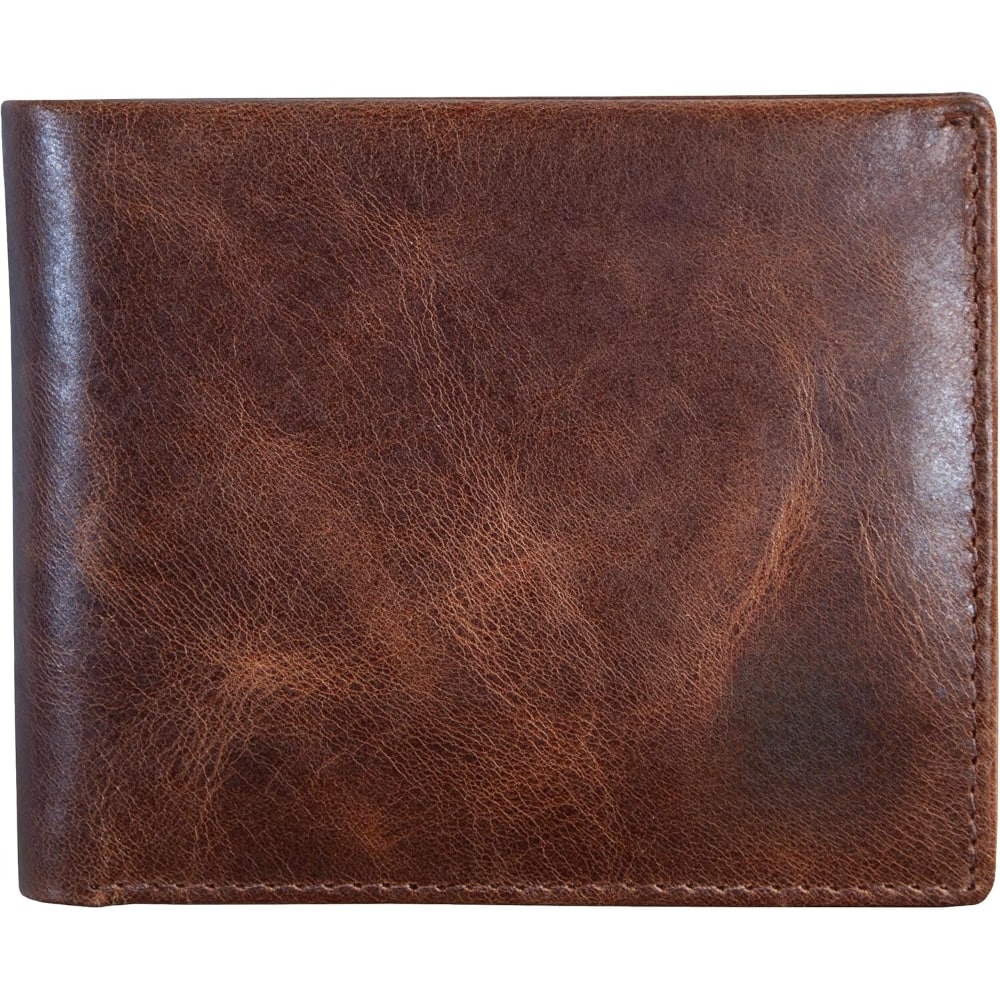 ZUQIETA - Western Bifold Wallet - Soft Genuine Leather, RFID Blocking with Flip ID & 11 Card Slots - Adventure Brown - Forest Brown