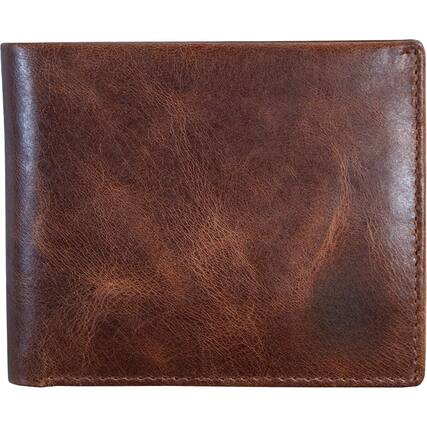 Front. ZUQIETA - ZUQIETA Western Bifold Wallet - Soft Genuine Leather, RFID Blocking with Flip ID & 11 Card Slots - Adventure Brown - Forest Brown.