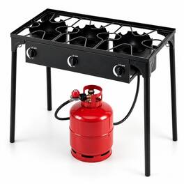 Costway - Goplus Portable Propane 225,000-BTU 3 Burner Gas Cooker Outdoor Camp Stove BBQ - Black