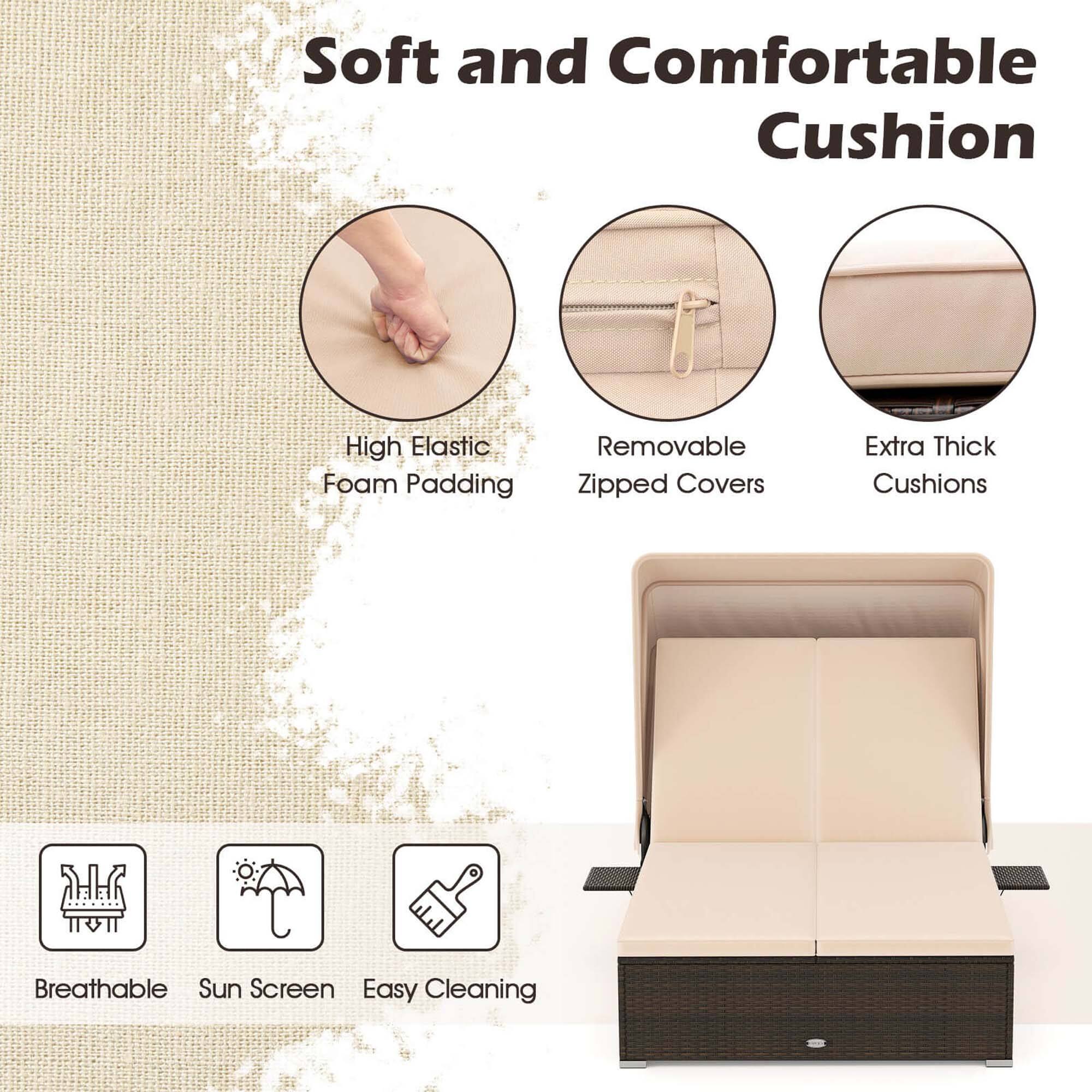 Soft and Comfortable Cushion

- High Elastic Foam Padding
- Removable Zipped Covers
- Extra Thick Cushions
- Breathable
- Sun Screen
- Easy Cleaning