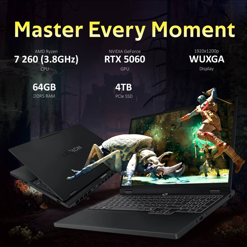 Master Every Moment

AMD Ryzen 7 260 (3.8GHz) CPU  
NVIDIA GeForce RTX 5060 GPU  
1920x1200p WUXGA Display  
64GB DDR5 RAM  
4TB PCIe SSD