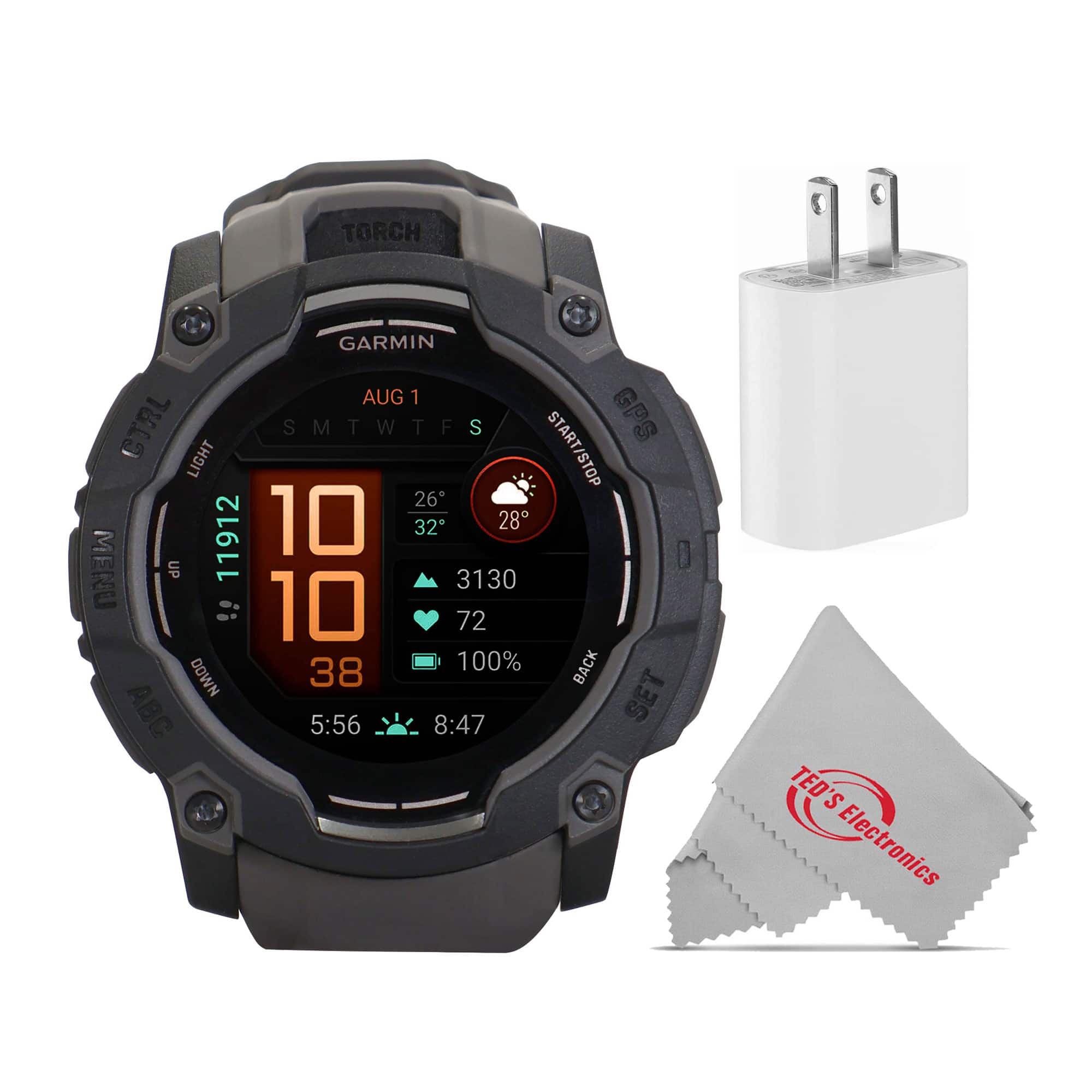 Garmin - Instinct 3 AMOLED Rugged Outdoor GPS Smartwatch - 50mm, Silicone Band (Charcoal) with USB Plug and Cleaning Cloth - Charcoal - (2025) price history on PriceWatchPro
