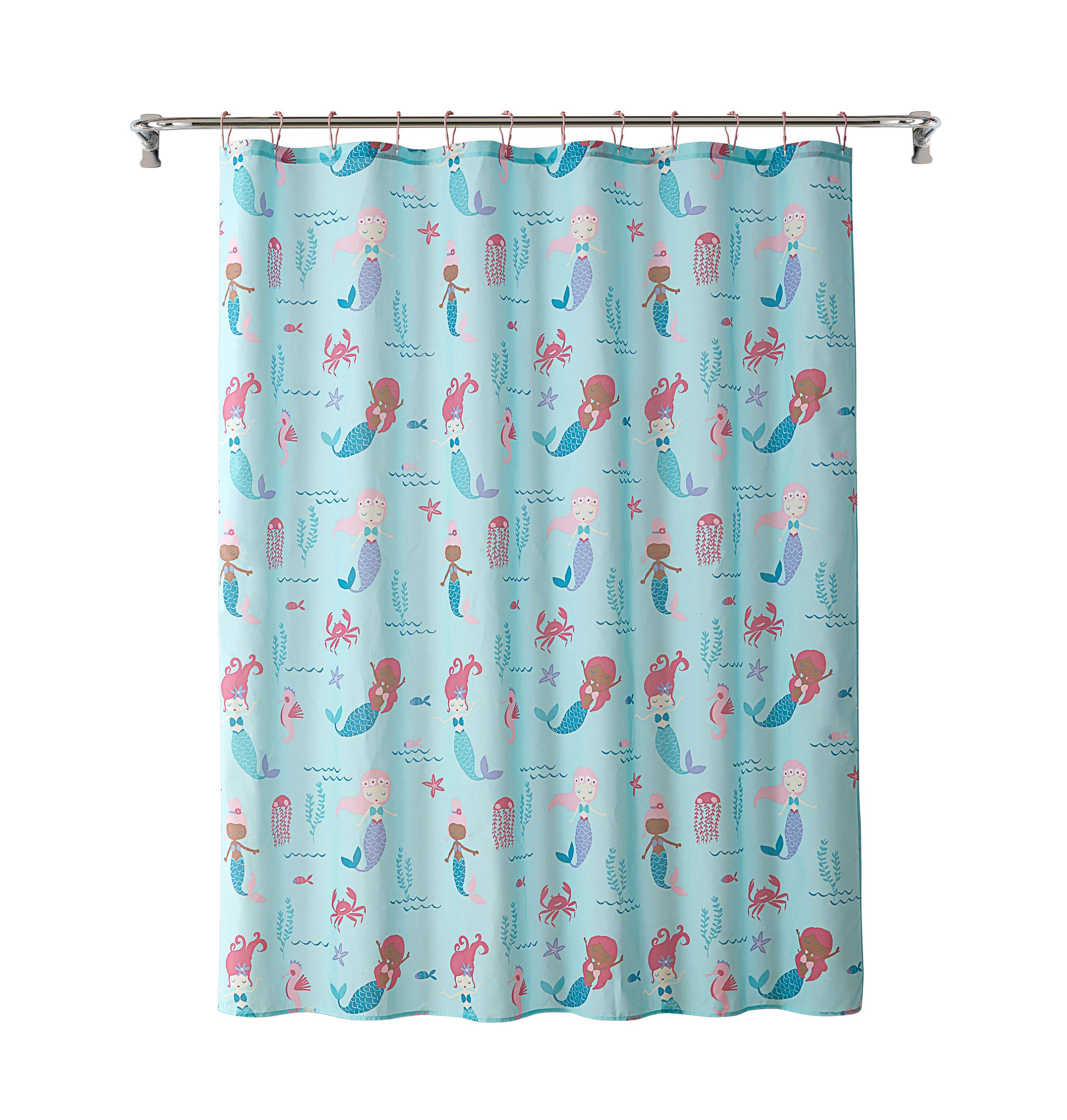 Alt View 10. Kate Aurora - Kate Aurora Montauk Accents Complete 5 Piece Juvi Mermaid Themed Fabric Shower Curtain Bathroom Set - Pink.