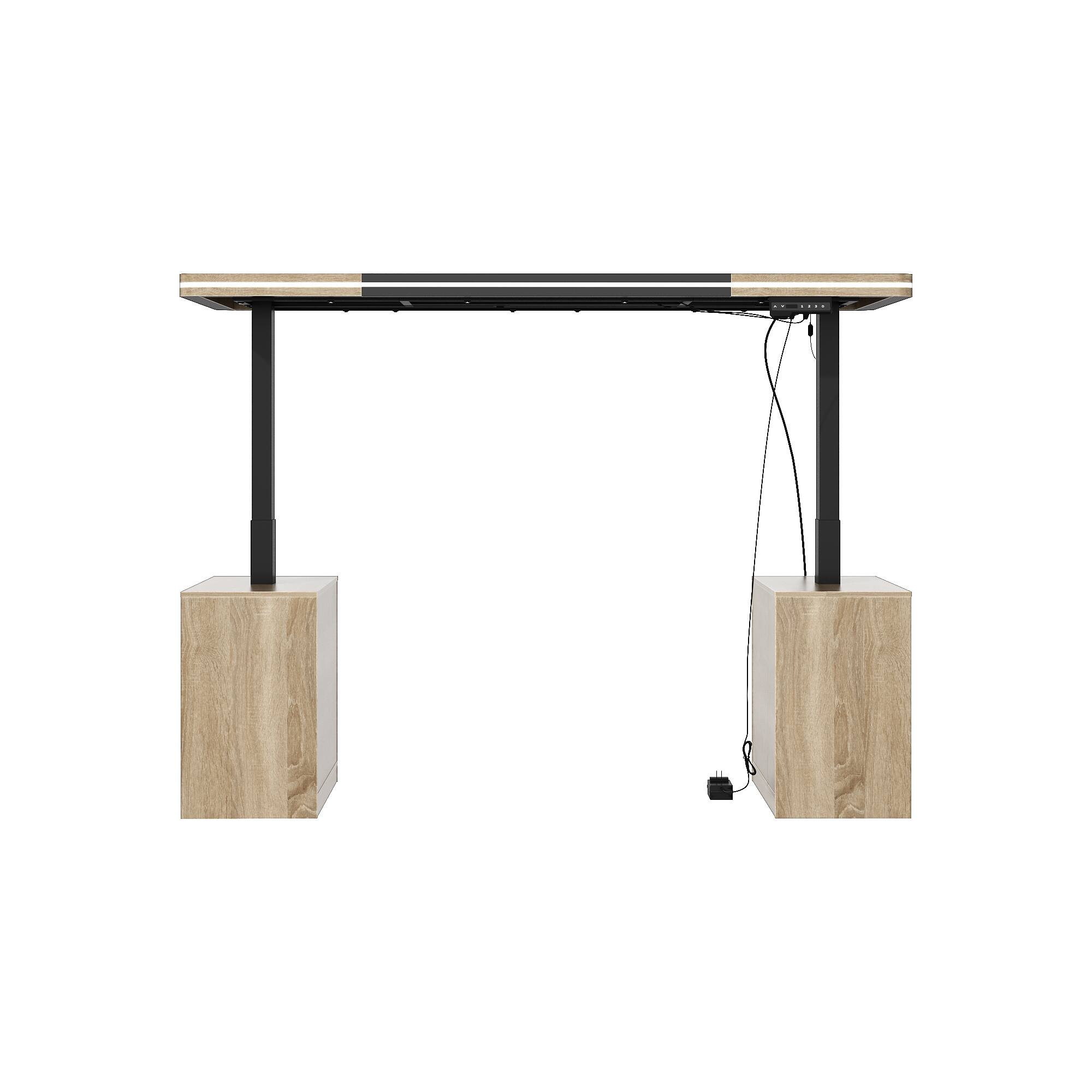 Alt View 9. Famapy - Electric Height Adjustable Desk with RGB Light & Dual Storage –Swappable Cabinets,2AC+3USB Outlet,Sit Stand Workstation - Wooden.